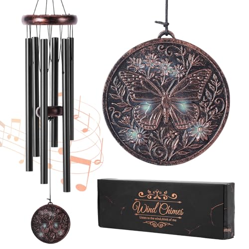 Riletese Butterfly Wind Chime for Outside – Vintage Copper 3D