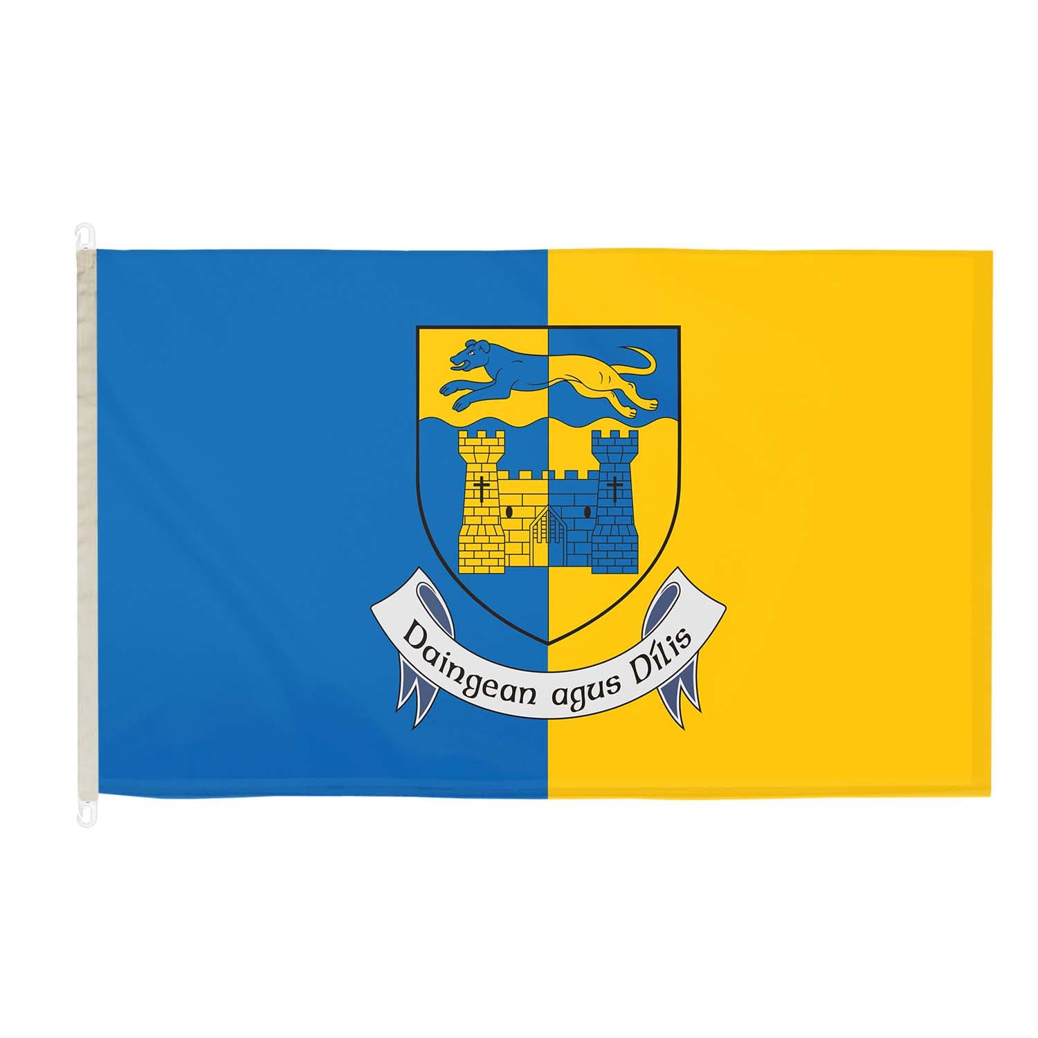 DuraFlag Longford Flag Premium Quality With Clips Reinforced Stitching Suitable For Flagpoles 150cm x 90cm Marine Grade Polyester Weatherproof Fade Resistant Indoor Outdoor Longford County Flag