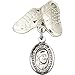 Sterling Silver Baby Badge with St. Teresa of Calcutta Charm and Baby Boots Pin 1 X 5/8 inches