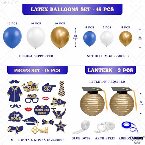 Image of Graduation Decorations 2026 | Blue and Gold Graduation Balloons Arch Set - Huge Pack of 70 | Congrats Grad Banner, Graduation Photo Props | Grad Party Supplies, Grad Party Decor | KatchOn