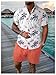 COZYEASE Men's 2 Piece Hawaiian Summer Outfits Short Sleeve Button Down Shirt and Shorts Set Beach Tracksuits Orange and White X-Large