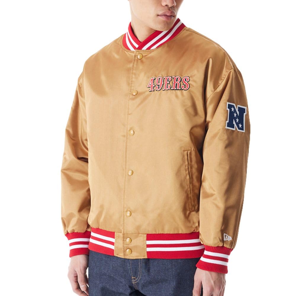 New Era San Francisco 49ers NFL Satin Bomber Gold Bomber Jacket