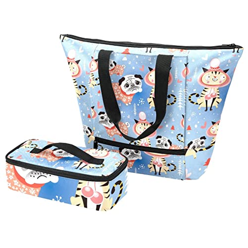 Sac isotherme étanche avec boîte à déjeuner à motif alpaga