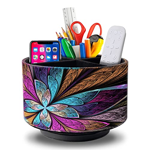 Round Leather Remote & Art Supply Organizer