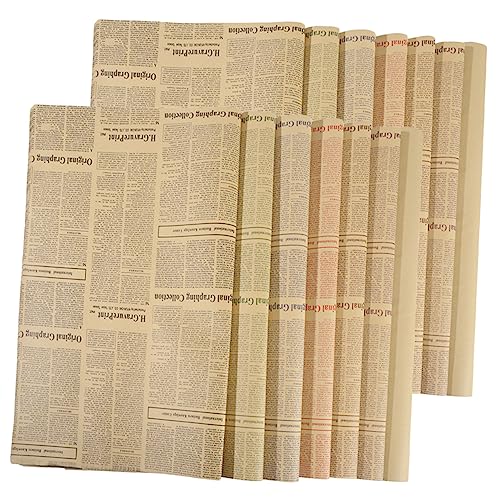 FRCOLOR Floral Paper for Bouquets Vintage Newspapers 20 Sheets Craft Wrapping Paper Roll