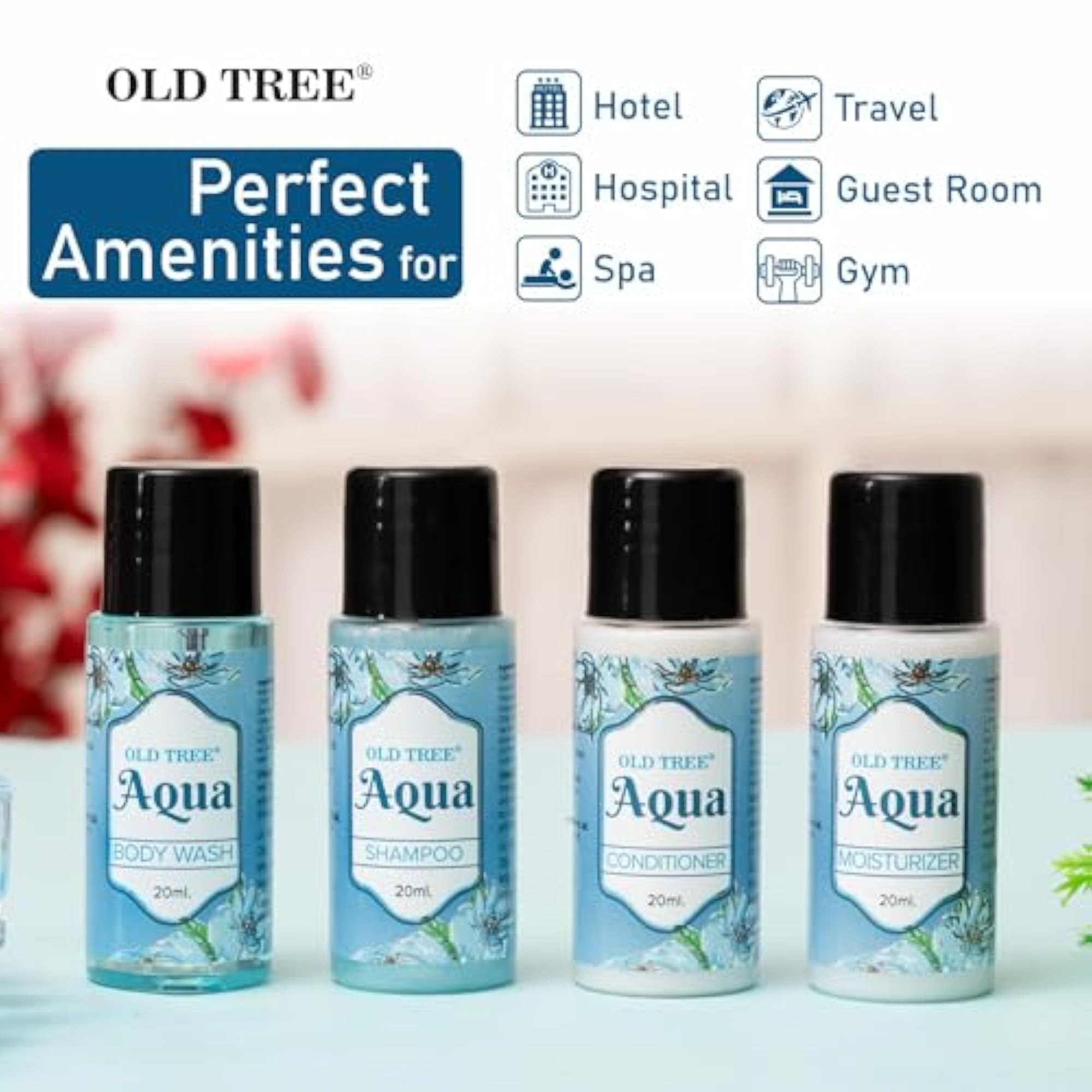 Aqua Hotel Shampoo Toiletries Kit 20ml, Mini Travel Size