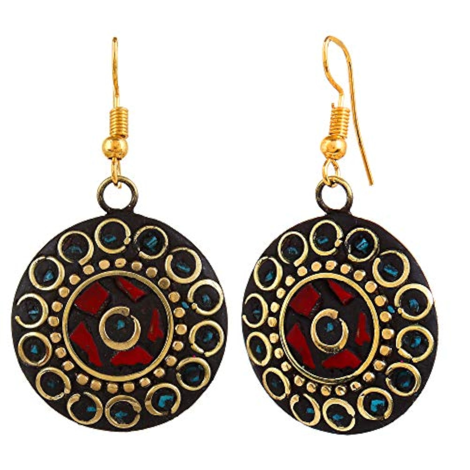 Stylish Afghani Tribal Beads Multicolor Necklace Set with Earrings