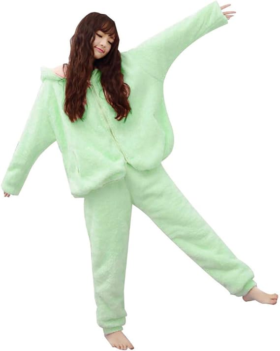 Amazon ルームウェア パジャマ 冬 耳付きフード ふわもこ 長袖 前開き しっぽ 付き 上下セット レディース パジャマ ルームウェアセット 通販
