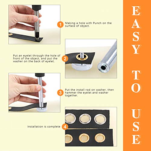 Ensemble d'œillets métalliques 6 mm noir kit outils bricolage - 7