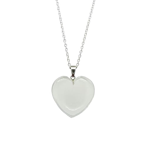 Gempires Clear Quartz Heart Crystals Pendant Necklace, Heart Pendant Necklace for Women, Healing Necklace, 20 inches (18 + 2 Inch extender)