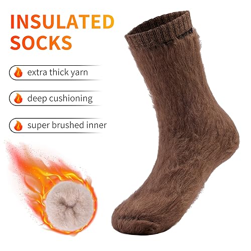 Image of ICEIVY Thermal Slipper Socks, Thick Grip Hospital Plush Slipper Grip Socks Women Winter Soft Warm Cozy Socks 4 Pairs