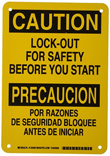 Panneau bilingue Lock-Out for Safety 125409 pour éviter les accidents de maintenance