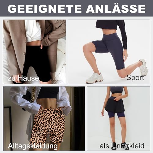 HIPOWER 2er Pack Radlerhose Damen High Waist Kurze Sport Shorts Tights Wanderhose Blickdicht Unterhosen Bauchweg Sommer Outfits Leggings Gym Yoga（Schwarz*2，L-XL）