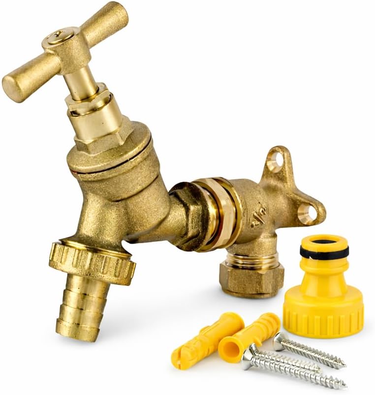 Water Bibcock Tap 1/2 inch BSP with Brass Wall Plate Fixture BS1010-2