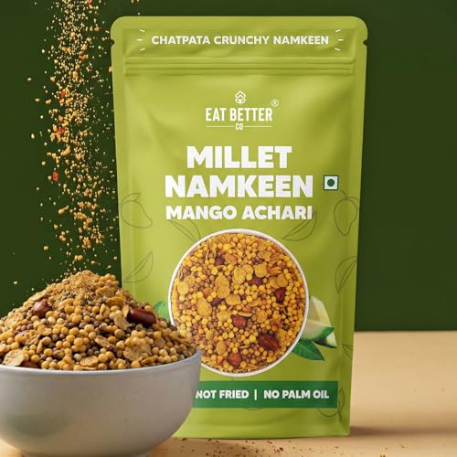 Eat Better Co – Millet Namkeen – Mango Achari – Chatpata, Healthy Namkeen Snack – Roasted, Not Fried | No Palm Oil | Healthy Replacement of Chips & Bhujia – 100 grams