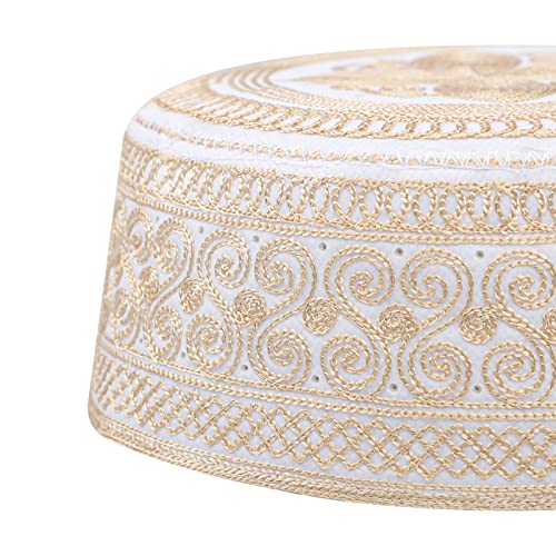 Image of Men Muslim Prayer Kufi Hat Prayer Headwear Cap Islamic Beanie Skull Cap Embroidery Kofia Topi Sun Hat