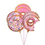 6Pcs Pink Donut Balloons Party Decoration Sprinkle Donut Mylar Balloons for Kids Girl Birthday Party