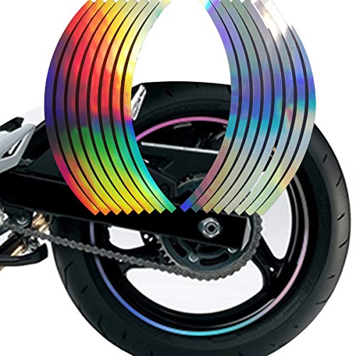 Laser Reflective Copyrighted Safety Rim Tapes 18\" Wheel Hub Racing Stripe Wheel Accent Rim Slip Wheel Moulding Trim Tape Stripes(Rim Size for Car Sports Bikes Motorcycle) for 4 Wheel enought