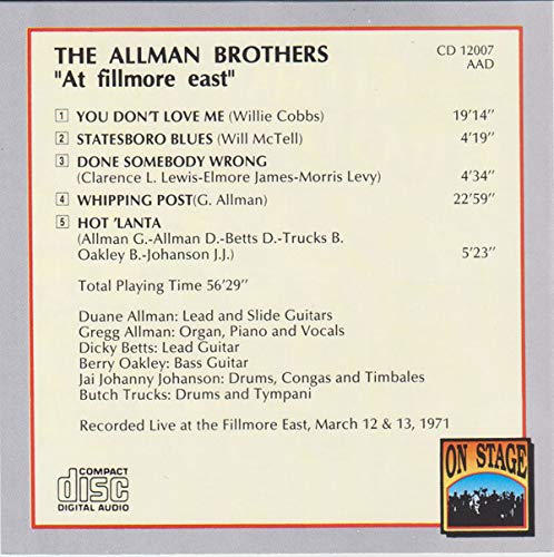 The Allman Brothers “At Fillmore East”