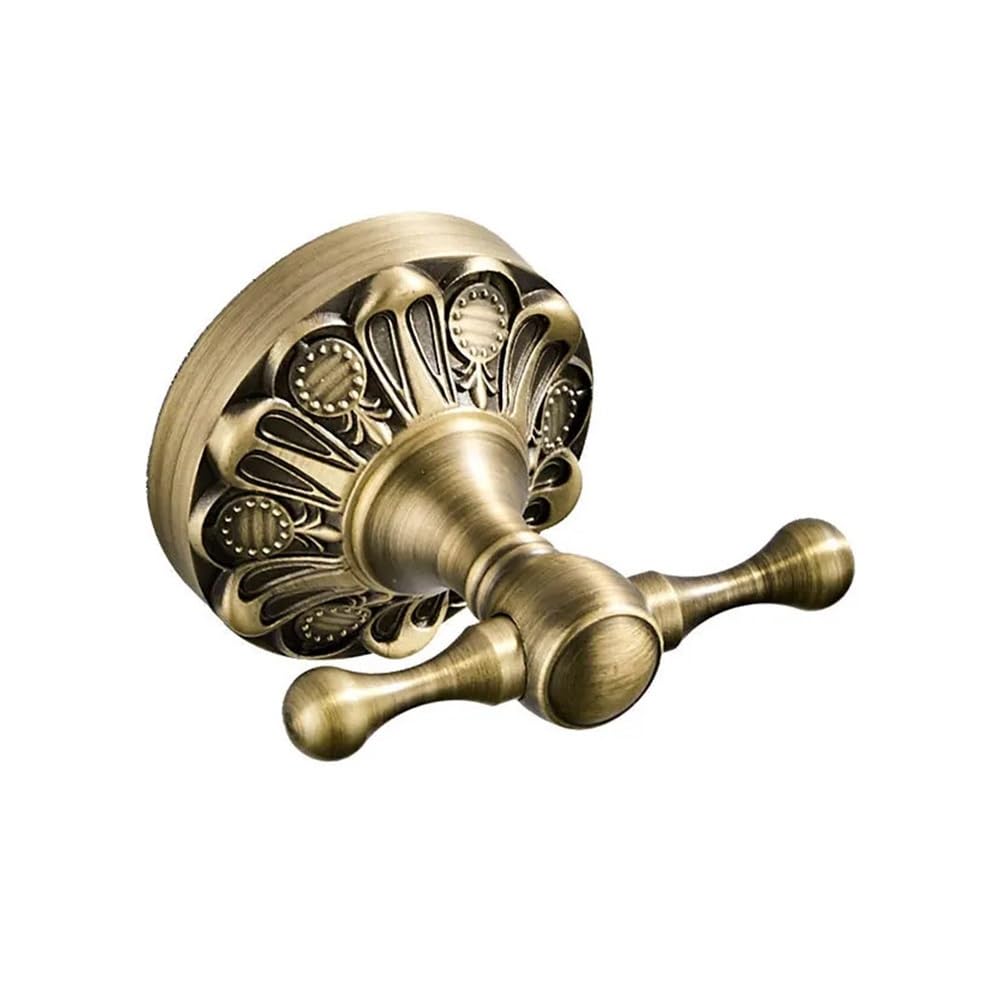 Haoxueli Robe Hook 02 For Retro Decoration Users Antique Brass Wall Mounted Bathroom Hardware Set Towel Rack Tissue Holder Hook And Cup For Neat Toiletries Storage(Robe Hook 02)