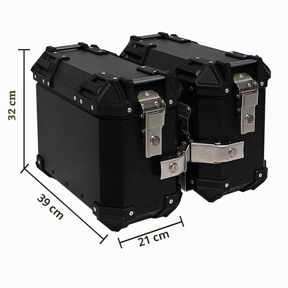 MOLVUS Valigie Laterali in Alluminio Con Grafica per Moto 16L/25L Baule da Tour Universali Con Serratura di Sicurezza per Bagagli e Casco A,25L