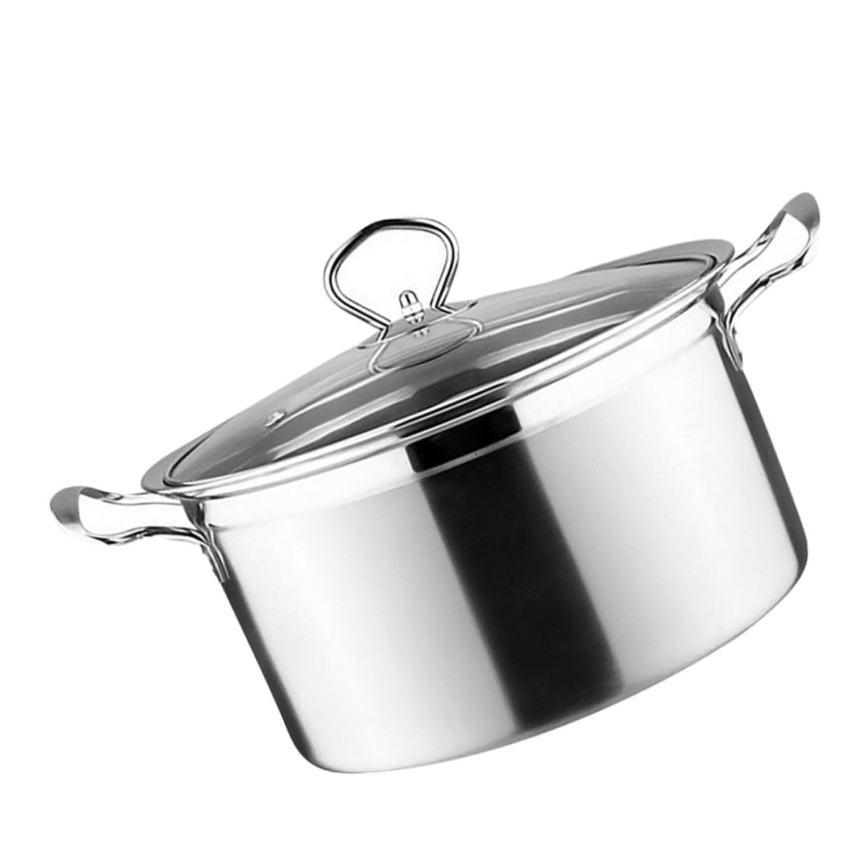 DECHOUS Pentola per Zuppa in Acciaio con Base Rinforzata Antiaderente e Antisgocciolamento Compatibile con Fornelli a Gas e a Induzione Coperchio in Vetro Temperato Risparmio Energetico