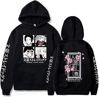 Amine Bungou Hoodie Dazai Osamu Cosplay Nakahara Chuya Hoodie Black and White Sweatshir