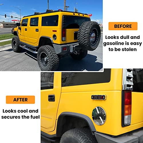 Chrome Fuel Door Locking Billet Aluminum Gas Tank Cap Cover Fit For Hummer H2 2003-2009 #TOP2