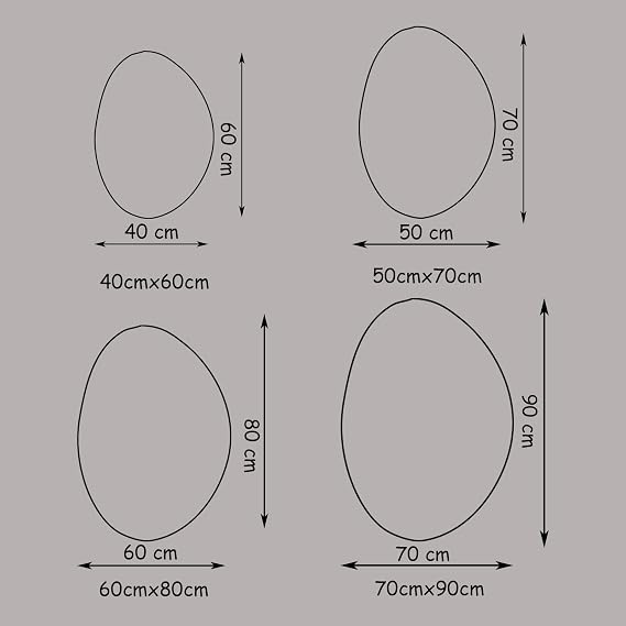 Modern Asymmetrical Bathroom Mirror,Oval Irregular LED Lighted Mirror,Backlit Vanity Mirrors, Smart Wall Mirror, 3 Color Dimmable Anti-fog(Size:70x90cm,Color:single-touch)