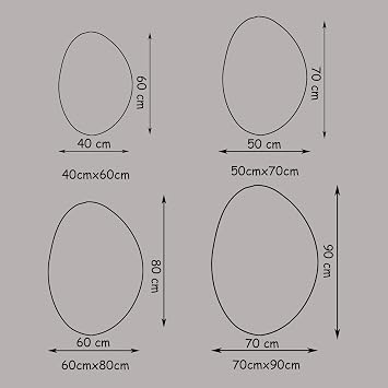 Modern Asymmetrical Bathroom Mirror,Oval Irregular LED Lighted Mirror,Backlit Vanity Mirrors, Smart Wall Mirror, 3 Color Dimmable Anti-fog(Size:70x90cm,Color:single-touch)