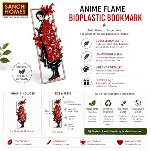 Image of 3D Tanjiro Demon Slayer Layered Bookmark | Red & Black Anime-Inspired Book Mark for Books, Comics and Cartooning | Collectible Gift for Readers & Book Lovers | Unique 3D Design (15 x 5 cm)