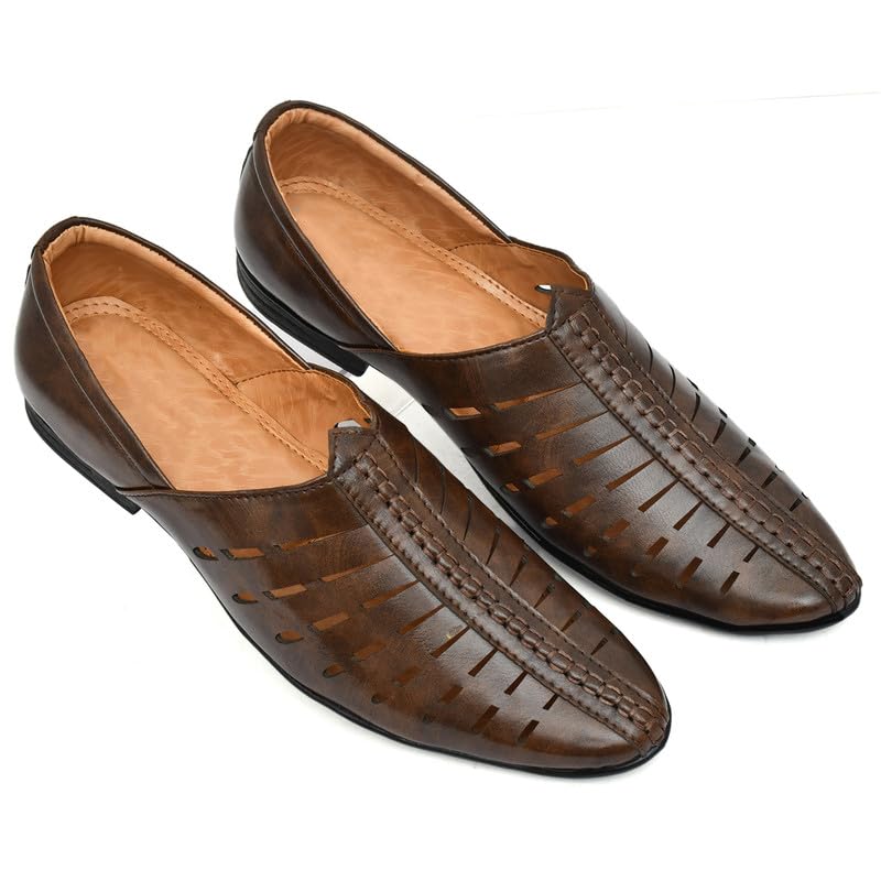 LIFE SPORTS Ethnic Juttis Mojaris for Men Brown Size 7 UK/IND
