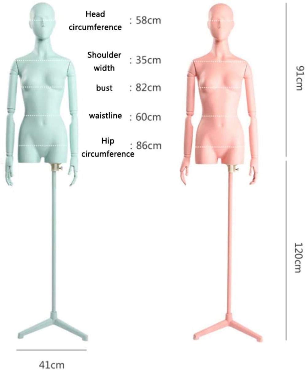 Manikin Shop Vitrinenfenster, Verstellbarer Dummy, mit doppelt verstärkter Basis, für Schneider, Bekleidungsgeschäft (Rosa)