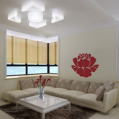 Lotus Flower Wall Decals Nursery Vinyl Wall Decals Stencil Mural Girl Room D¨¦cor (Dark Red)