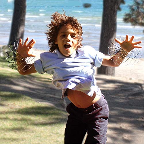 WEILY Flow Ring, 3D Spinner Ring Spring Bracelet Arm Toy for Teens Adults Games Spinning Metal Globe Slides Down Arms - Sensory Interactive Cool Dance Prop