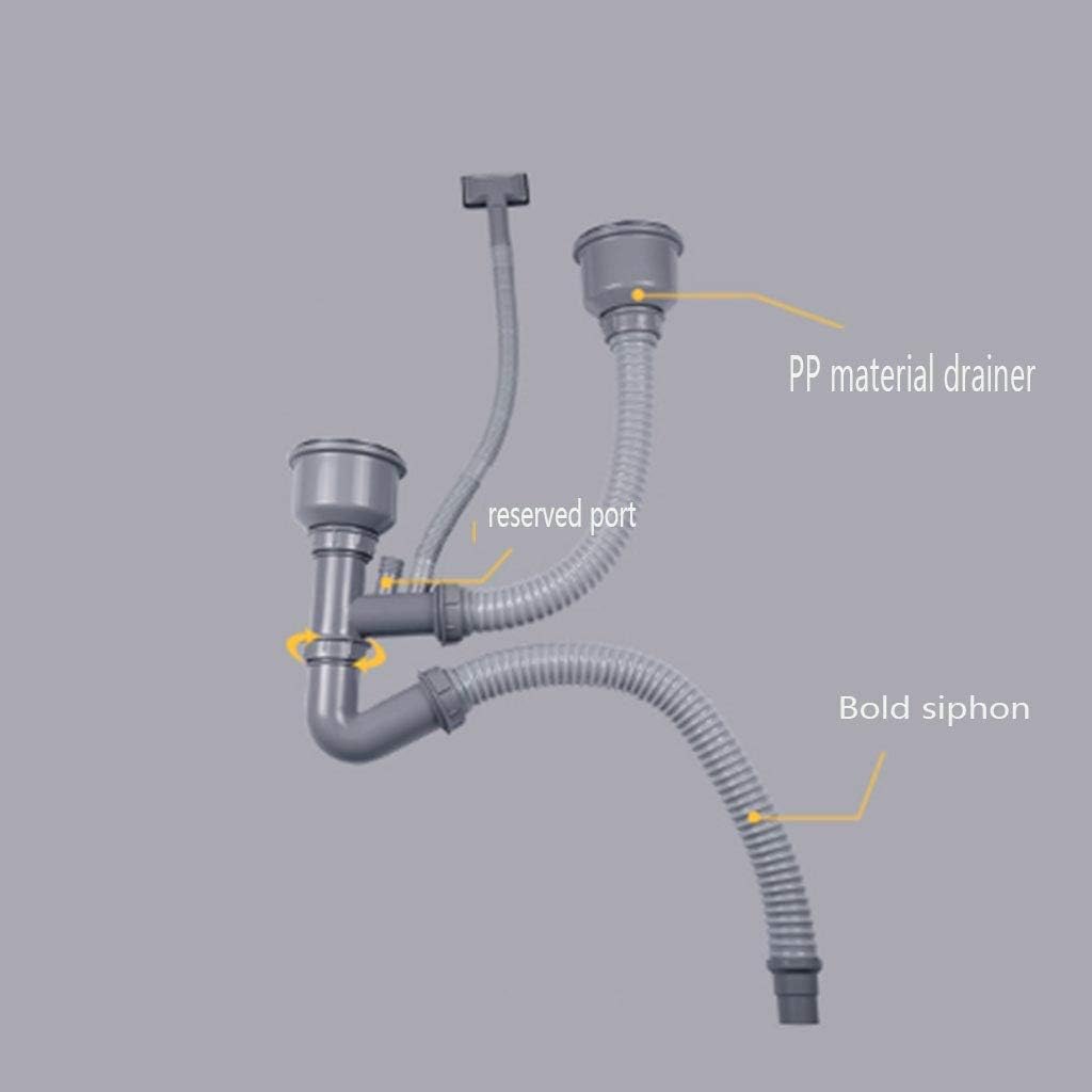 Kitchen Sink Fixtures 2 Bowl Built-in Sink 60/40 Stainless Steel Basin Under Sink Composite Utility Sink