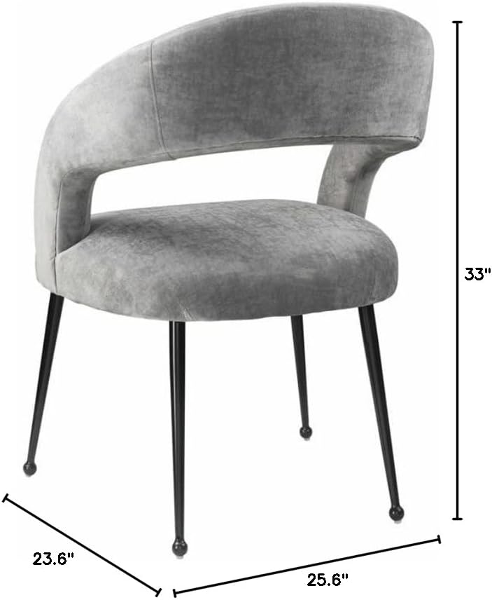 Miniatura 7 de TOV Furniture Rocco Mid Century Modern Glam Silla de comedor, 23.6 pulgadas, color gris flameado