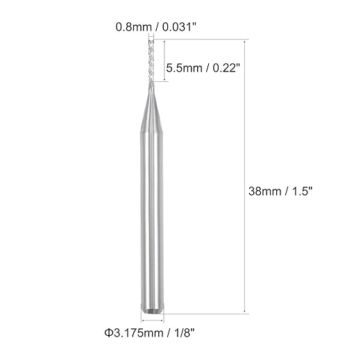 Vista 61 de uxcell 10 Uds 0.020 in Carburo End Mill Grabado Fresa Fresa CNC Router Bits para máquina PCB, vástago de 1/8