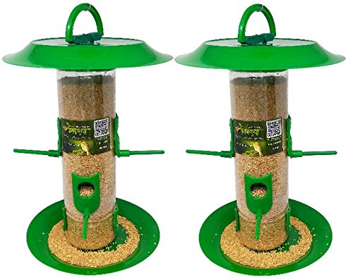 Amijivdaya Large Bird Food Feeder with Hut Both Side, Green and Transparent - Pack of 2 (B07N7MDTJ3) Amazon Price History, Amazon Price Tracker