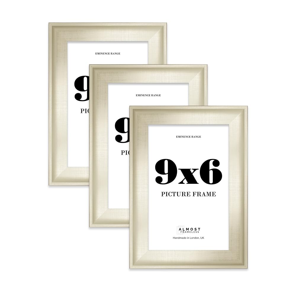 9x6" Silver Picture Frame - Rustic Wood Industrial Effect Photo Frame for Wall Display, Ideal for Posters, Prints & Home Décor, Wall Hooks and Kickstand, 32mm Edge - 3 Pack