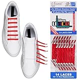 U-Lace uLace Slims No-Tie Shoelaces - Elastic Shoe Laces for Sneakers - Scarlet Red