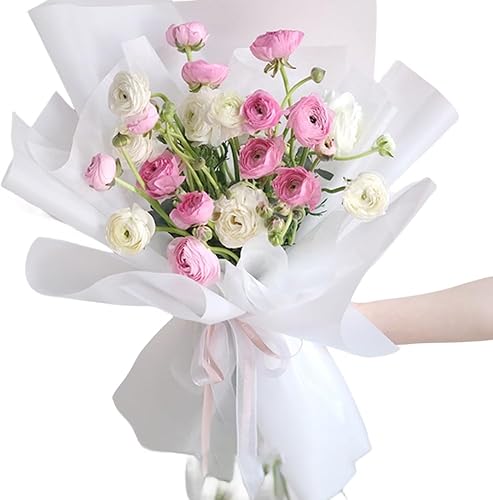 Miniatura 2 de 20 piezas de papel de regalo de flores de doble cara, papel de regalo impermeable para ramo de San Valentín, 23 x 23 pulgadas, utilizado para