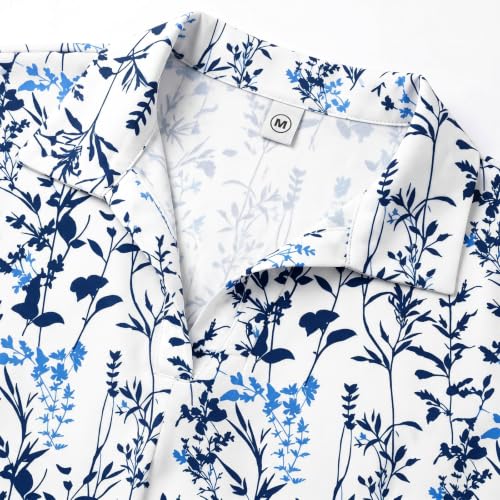 Askyes Plus Size Drop Short Sleeve for Women Blouses Summer V Neck Chiffon Dressy Casual Work Tops Shirts Little Blue Flower 2XL — view 4
