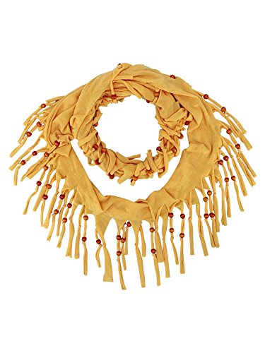 Luxury Divas Jersey Knit Infinity Scarf With Beaded Fringe