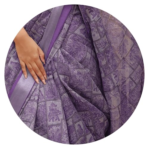 Image of MIRCHI FASHION Saree for Woman Cotton Blend Printed | Traditional Ethnic Sari for Ceremonial Use and Farewell with Blouse Piece