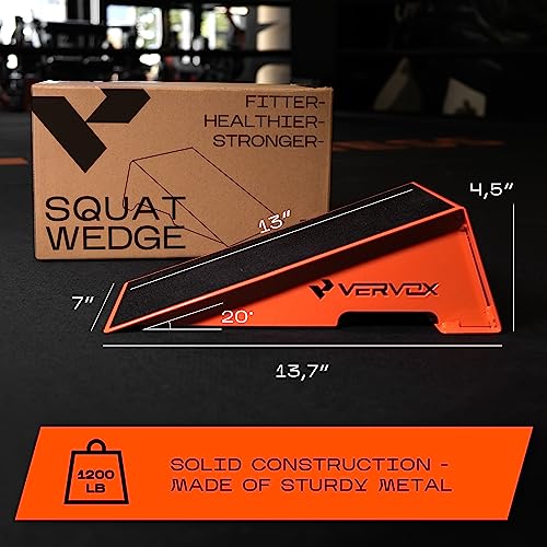 Squat Wedge Block V Vervox - 2-Pack Metal Anti-Slip Heel Wedge For Squats Exercise, Calf Raise & Stretch, Deadlift & Weight Lifting, Mobility, Flexibility, Slant Board – As A Gift 1 Resistance Band #TOP5