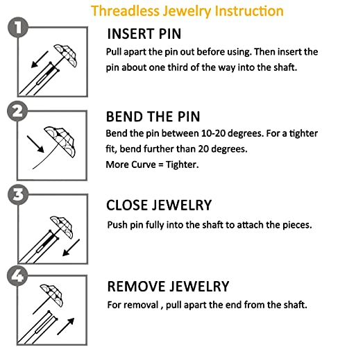 Oveta Threadless Push in Lip Rings 16G/18G/20G Labret Jewelry CZ Lip Studs Stainless Steel Cartilage Earrings for Women Monroe Medusa Piercing Jewelry 6/7/8/10/12mm Bar Length3