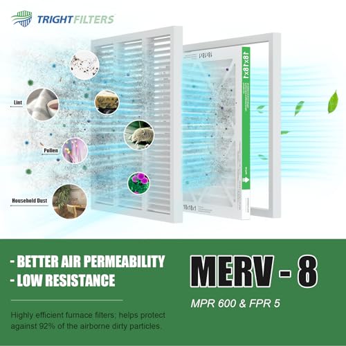 Image of TRIGHTFILTERS 18x18x1 Air Filter 4 Pack, MERV 8 Pleated HVAC Furnace Filter