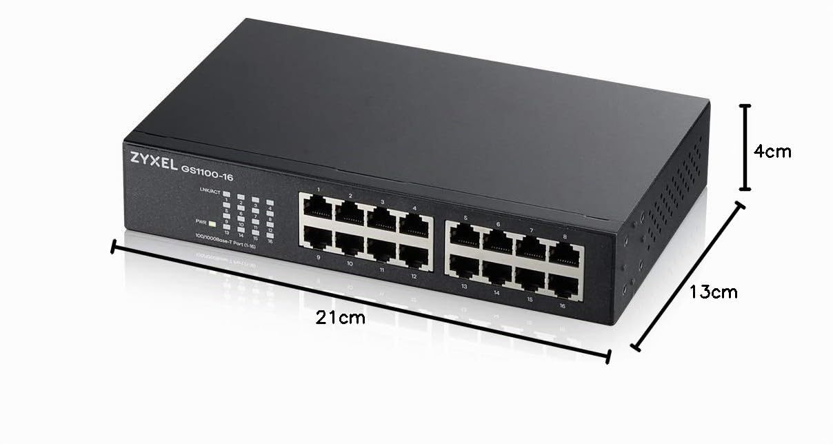 Zyxel GS1100-16v3 16 Port Unmanaged Gigabit Ethernet Switch Lüfterlos