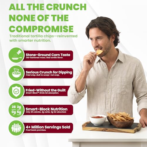 WiO SmartFoods™ Low Carb Tortilla Chips (Pack of 2, 8oz) - Fat-Free, Keto-Friendly, and Low Calorie Healthy Chips for Parties, Gatherings, and Daily Snacking - Great Crunchy Snack for Family & Friends
